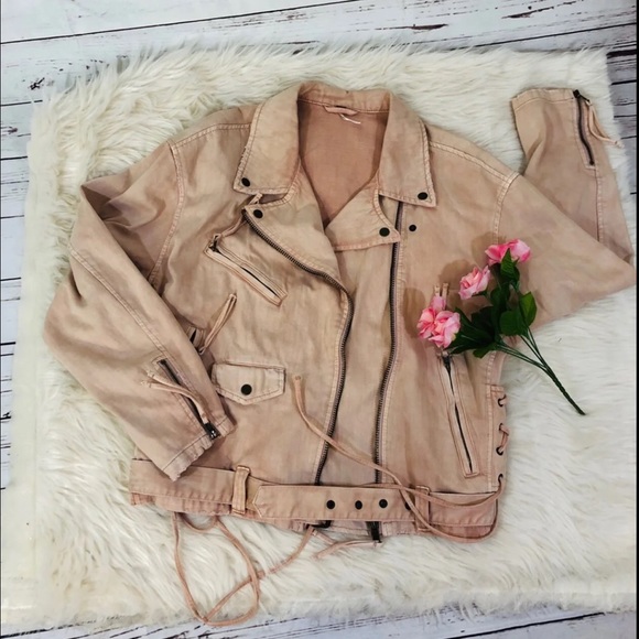 NWOT Free People Blush Pink Moto Jacket - Picture 6 of 7